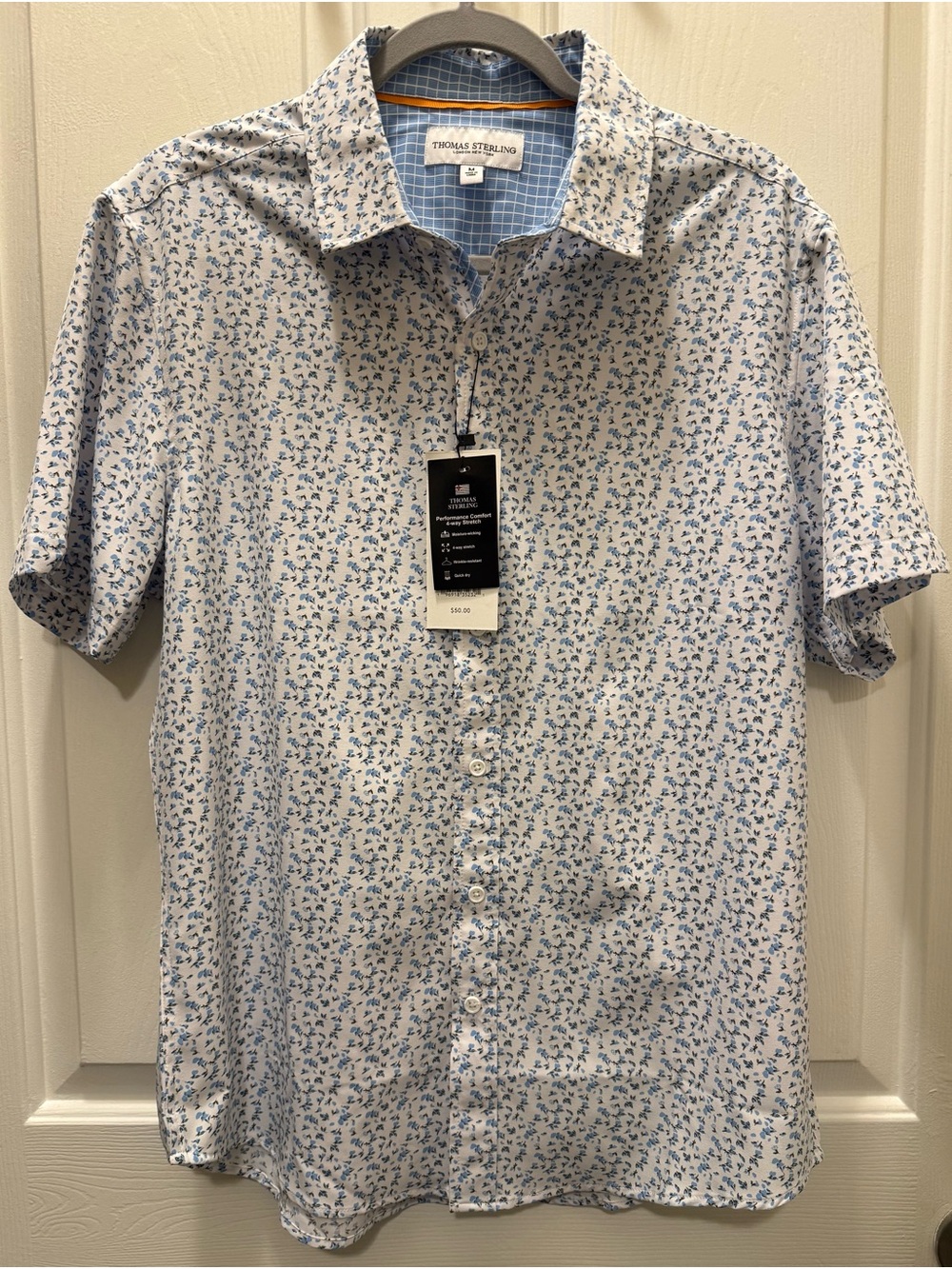 Thomas Sterling Men’s Performance Comfort 4-Way Stretch Floral Print Shirt - M